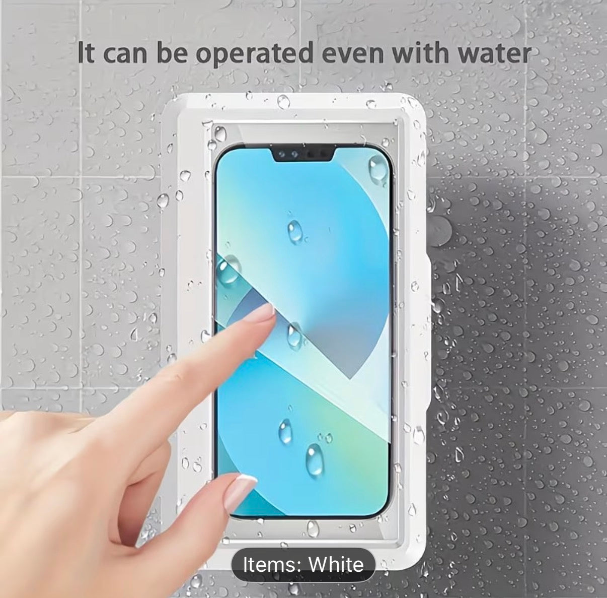 Shower proof phone holder