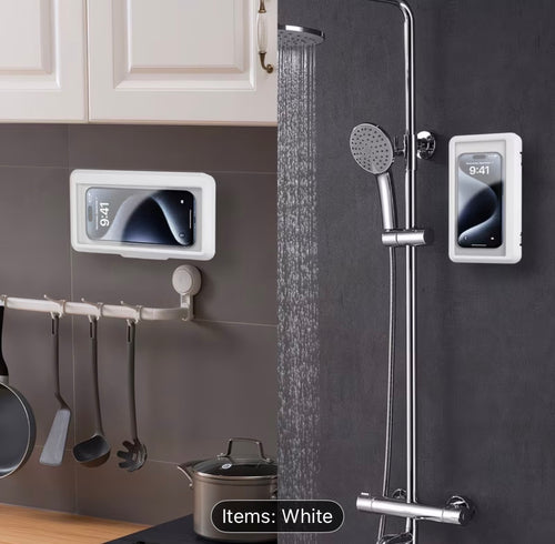 Shower proof phone holder
